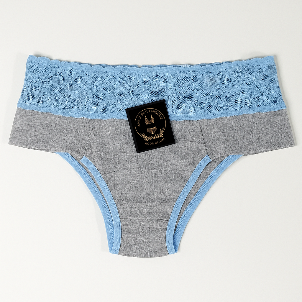 calcinha vitoria tradicional cotton com renda azul frozen