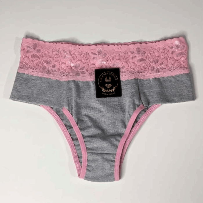 calcinha vitoria tradicional cotton com renda rosa chiclete